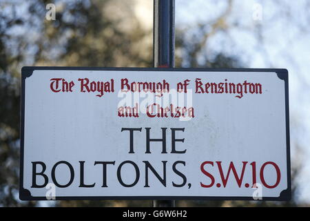 Blick auf die Boltons, London, SW10, eine der teuersten Straßen Großbritanniens. Stockfoto