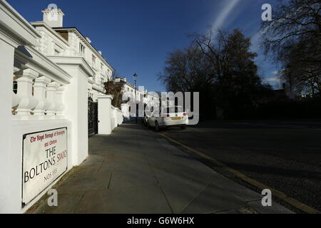 Blick auf die Boltons, London, SW10, eine der teuersten Straßen Großbritanniens. Stockfoto