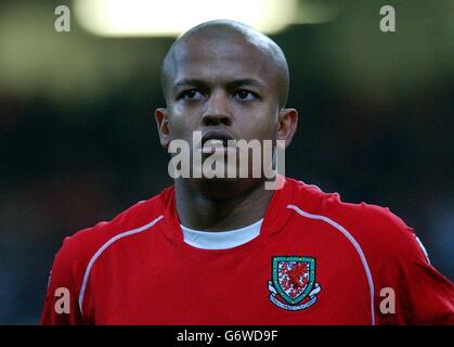 Wales International und Robert Earnshaw, Fußballspieler von Cardiff City. Stockfoto