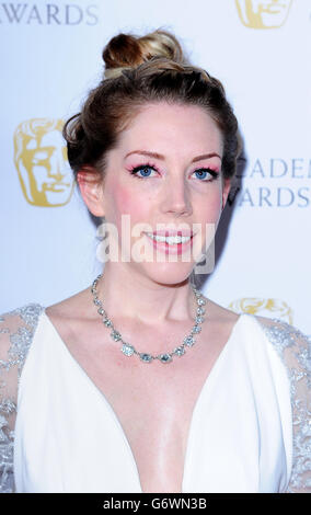 BAFTA Games Awards 2014 - London. Katherine Ryan nimmt an den British Academy Games Awards im Tobacco Dock, London, Teil. Stockfoto