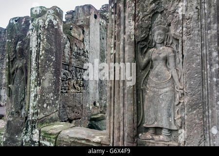 Göttin Apsara Basrelief, Prasat Bayon, Angkor Thom, Kambodscha Stockfoto