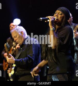 David Gilmour und Glimmer Paris Teenage Cancer Gig Stockfoto