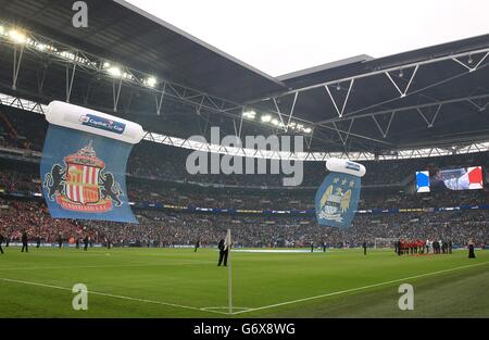 Fußball - Capital One Cup - Finale - Manchester City gegen Sunderland - Wembley Stadium. Aufbau vor dem Spiel Stockfoto