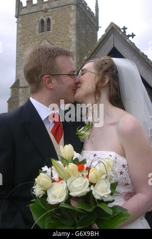 SOZIALE Matthew und Rebekka Jones Hochzeit Stockfoto