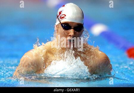 Michael Williamson während des 200 m Breaststroke der Männer, bei den British Swimming Olympic Trials, Ponds Forge International Sports Center in Sheffield, Stockfoto