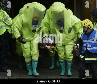 Ein simulierter chemischer Angriff Stockfoto