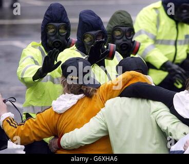 Ein simulierter chemischer Angriff Stockfoto