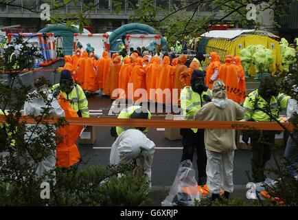 Simulierte chemischen Angriff Stockfoto