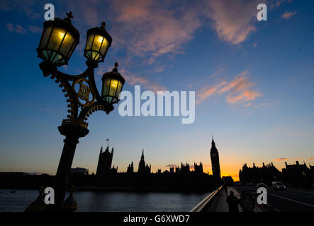 Allgemeine Ansicht der Houses of Parliament und Big Ben, in Westminster, Central London. Stockfoto