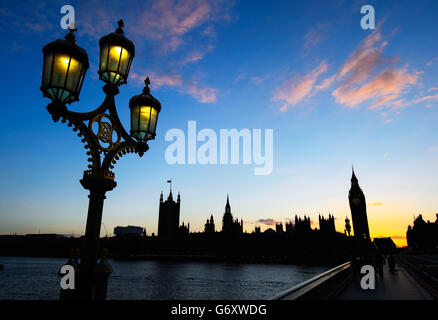 Allgemeine Ansicht der Houses of Parliament und Big Ben, in Westminster, Central London. Stockfoto