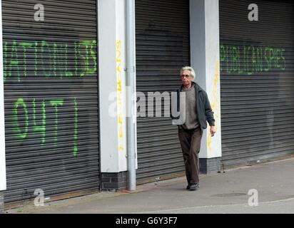 Sektiererische Flugblätter in Belfast Stockfoto