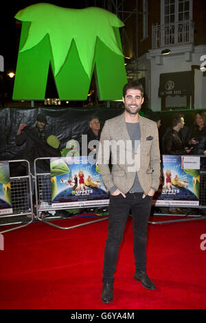 Matt Johnson bei der Vorführung von Muppets Most Wanted auf dem Curzon Mayfair im Zentrum von London. Stockfoto