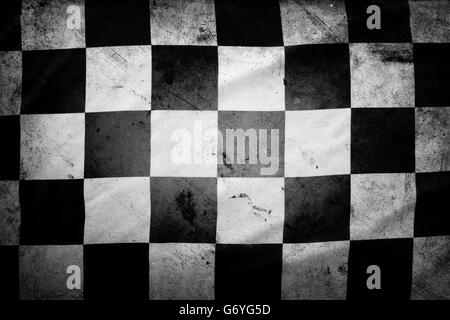 Grunge kariert schwarz / weiß Rennflagge Stockfoto