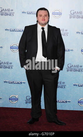 John Bradley bei der Premiere der vierten Staffel von Game of Thrones von Sky Atlantic in der Guildhall, London. Stockfoto