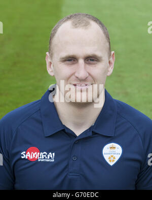 Cricket - 2014 Derbyshire CCC Media Day - 3aaa County Ground. Jamie Tallent, der Stärke- und Konditionstrainer von Derbyshire, während des Medientages auf dem 3aaa County Ground in Derby. Stockfoto