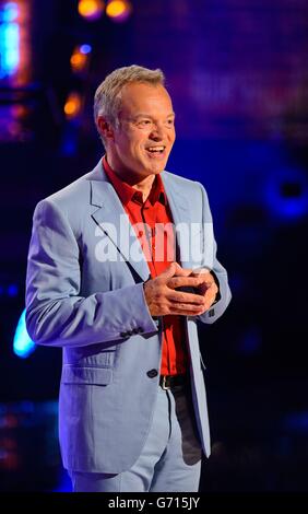 Gastgeber Graham Norton während der Dreharbeiten zur Graham Norton Show in den London Studios im Zentrum von London, die am Freitagabend auf BBC One ausgestrahlt werden. Stockfoto