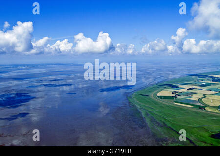 Mündung des Flusses Elbe, Nordsee, Neufelderkoog, Dithmarschen, Schleswig-Holstein, Deutschland Stockfoto