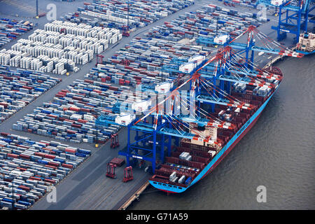 Container-Terminal, Container-Schiff, Fracht entladen, harbour, Bremerhaven, Deutschland Stockfoto