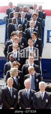 England-Kader verlassen für Portugal Euro 2004 Stockfoto