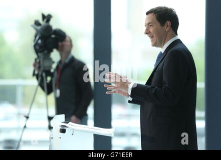 Kanzler-Rede auf Investitionen in die Wissenschaft Stockfoto