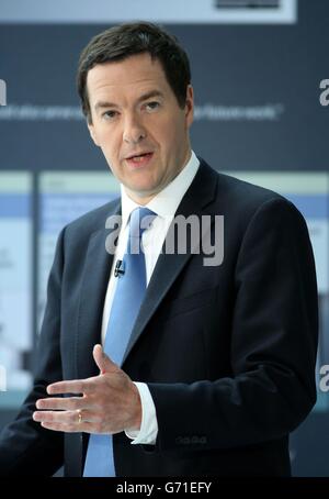 Kanzler-Rede auf Investitionen in die Wissenschaft Stockfoto