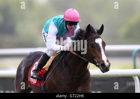 Pferderennen - Derby Trial Raceday - Rennbahn Lingfield Park. Snow Sky von Jim Crowley kommt nach Hause, um betfred.com Derby Trial Stakes während des Derby Trial Raceday auf der Rennbahn Lingfield Park zu gewinnen. Stockfoto