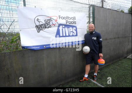 Guy Branston während der StreetGames Fußball Pools Fives bei Goals Plymouth in Plymouth. Stockfoto