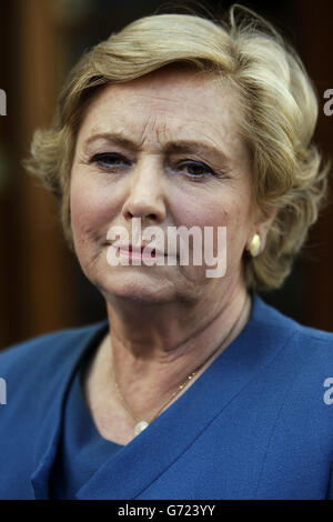 Die neu ernannte Justizministerin Frances Fitzgerald spricht vor den Medien in Regierungsgebäuden in Dublin. Stockfoto