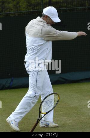 John McEnroe gibt eine Lektion Stockfoto