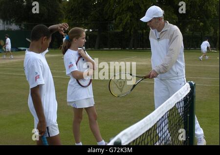 John McEnroe gibt eine Lektion Stockfoto