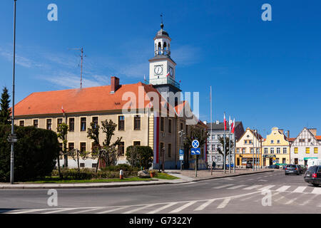 Klassizistische Rathaus Trzebiatow Westpommern Polen Stockfoto