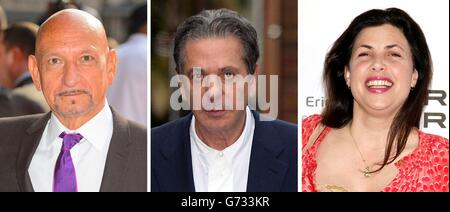 Fotos von (von links) Sir Ben Kingsley, Charles Saatchi und Kirstie Allsopp. Stockfoto