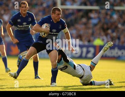 Leinster's Sean Cronin und Glasgow Warrior's Peter Murchie während des RaboDirect PRO12 Finales beim RDS, Dublin, Irland. Stockfoto