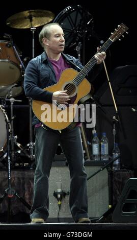 DAS US-Folk-Rock-Duo Paul Simon und Art Garfunkel (nicht abgebildet) treten live im Hyde Park im Zentrum Londons auf, ihr zweites von zwei Konzerten in Großbritannien und das erste seit zwanzig Jahren. Stockfoto