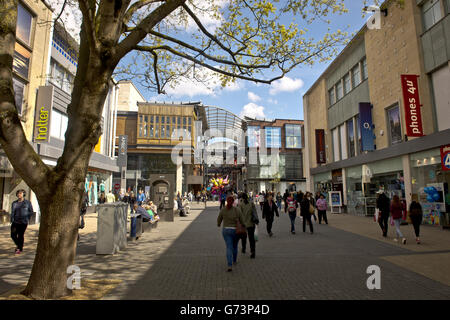 Broadmead Einkaufszentrum, Bristol, mit Blick auf den Cabot Circus Einkaufszentrum Stockfoto