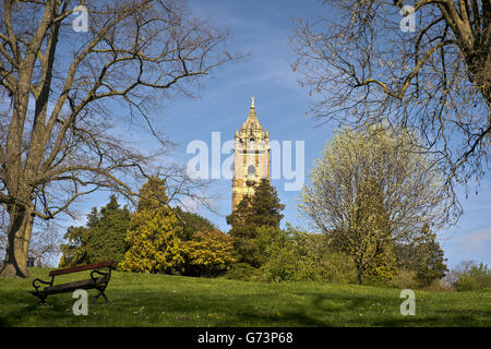 Cabot Tower, Brandon Hill, Bristol, England, die in Erinnerung an John Cabot gebaut wurde, 400 Jahre nachdem er in der Matthew von Bristol aus Segel gesetzt und landete in dem, was später zu Kanada wurde. Der Grundstein wurde am 24. Juni 1897 gelegt und der Turm im Juli 1898 fertiggestellt. Der Architekt war William Venn Gough und es wurde von Love und Waite aus Bristol gebaut Stockfoto