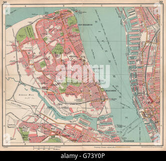 WALLASEY Stadt Plan. Liverpool. Queensway Tunnel unter Bau 1928 Karte Stockfoto