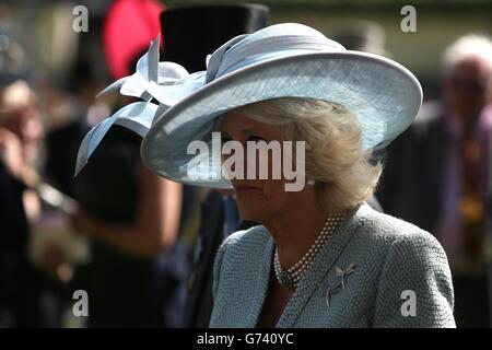 Camilla, die Herzogin von Cornwall, am ersten Tag des Royal Ascot Meetings 2014 auf der Ascot Racecourse, Berkshire. Stockfoto