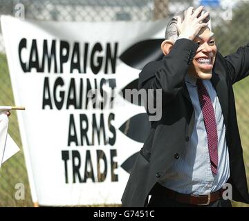 Farnborough Airshow Arme protest Stockfoto