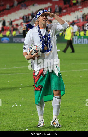 Fußball - UEFA Champions League - Finale - Real Madrid / Atletico Madrid - Estadio Da Luz. Gareth Bale von Real Madrid feiert das Finale der UEFA Champions League Stockfoto