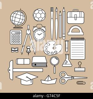 Vektor Schule Versorgung Icon Design-Kollektion. Stock Vektor