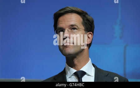 Der niederländische Premierminister Mark Rutte kommt zu einem Treffen und Arbeitsessen mit Taoiseach Enda Kenny in den Regierungsgebäuden in Dublin. Stockfoto