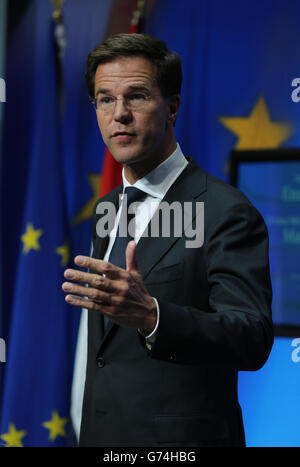 Der niederländische Premierminister Mark Rutte kommt zu einem Treffen und Arbeitsessen mit Taoiseach Enda Kenny in den Regierungsgebäuden in Dublin. Stockfoto