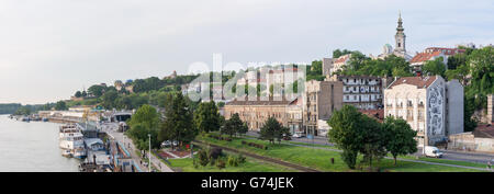 Belgrad, Serbien - 27. Mai 2016: Belgrad Panorama der berühmten Ansicht mit Fluss Sava und Festung Kalemegdan. Belgrad ist die c Stockfoto