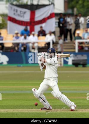 Cricket - International Tour Match - Leicestershire gegen Indien - Tag 1 - Grace Road. Der Shikhar Dhawan der Indianer schlägt während eines Tages im internationalen Warm-Up-Spiel in Grace Road, Leicester. Stockfoto