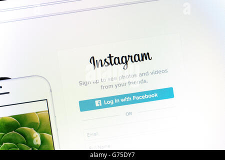 Instagram-Website auf einem Computer-Bildschirm. Stockfoto