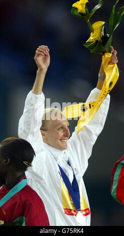 Commonwealth Games-Paula Radcliffe feiert Gold Stockfoto