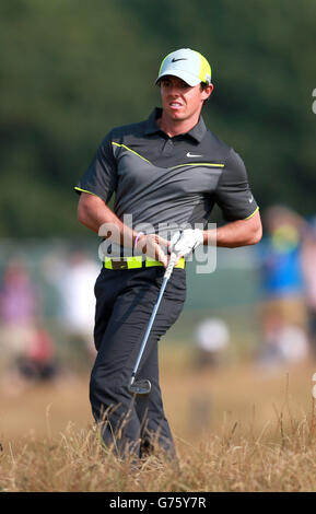 Rory McIlroy aus Nordirland während des zweiten Tages der Open Championship 2014 im Royal Liverpool Golf Club, Hoylake. Stockfoto