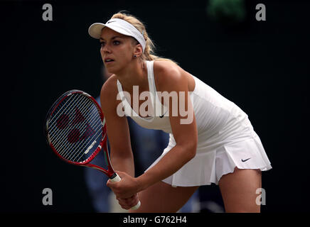 Tennis - Wimbledon Championships 2014 - Tag 8 - All England Lawn Tennis und Croquet Club. Die deutsche Sabine Lisicki im Kampf gegen die serbische Ana Ivanovic Stockfoto