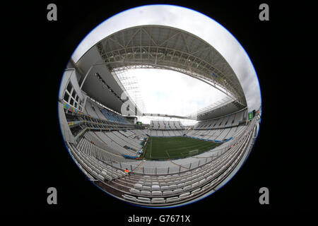 Ein Überblick über die Arena de Sao Paulo, vor dem Halbfinale der FIFA Fußball-Weltmeisterschaft 2014 zwischen den Niederlanden und Argentinien Stockfoto